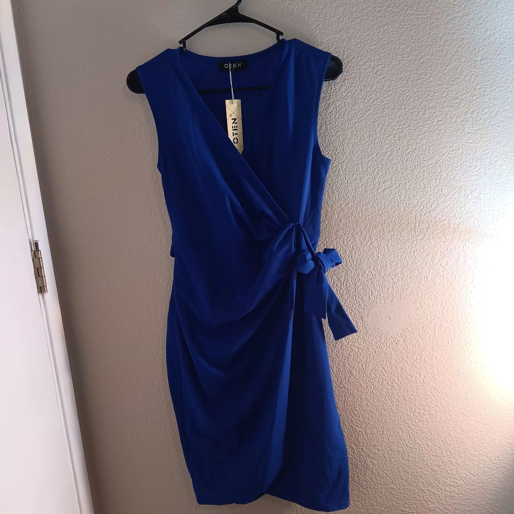 Royal Blue Midi Wrap Dress
